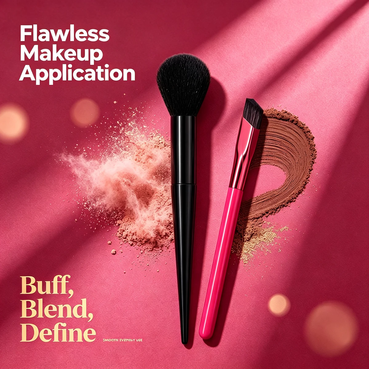 2Pcs Makeup Brush Set,Multi-function Cosmetic Tools for Blush, Setting Powder, Brow and Contour Makeup