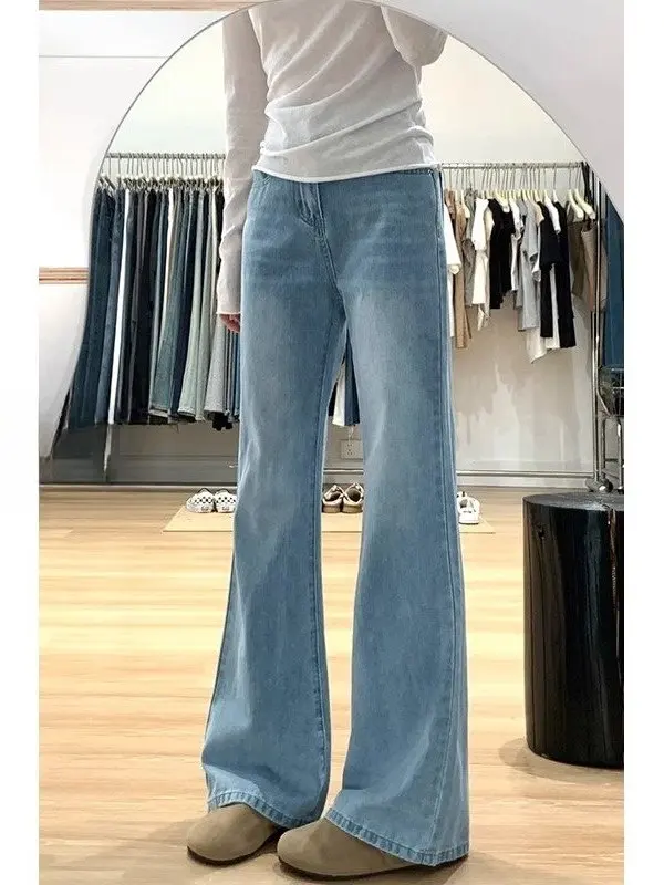 

High Waist Flared Jeans Women's Elastic Casual Cotton Stretch Denim Pants Pear Shape Body Slimming Wide Leg Trousers