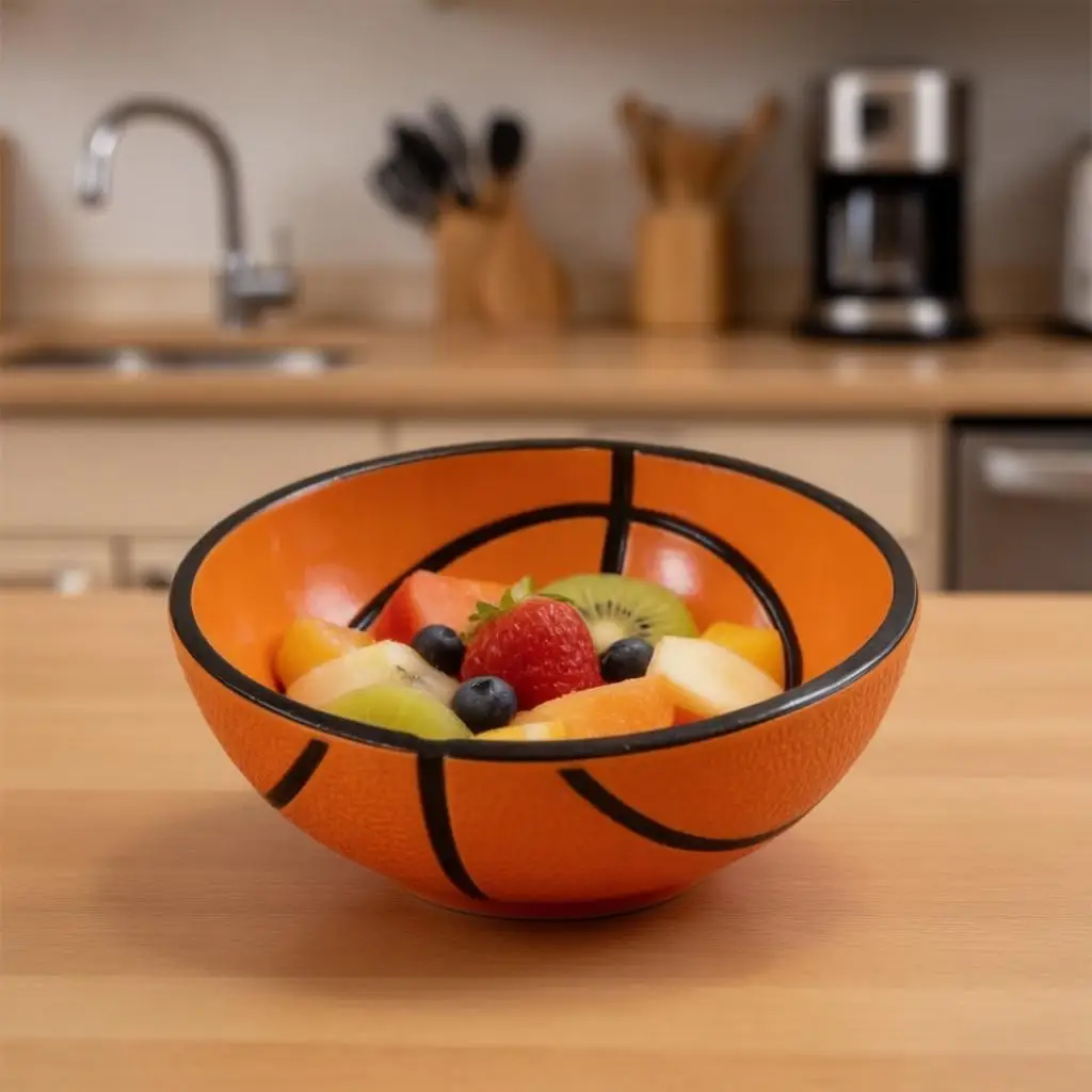 

Портативная миска в форме баскетбольного мяча, забавная миска для салата и закусок в спортивном стиле, креативная миска большой вместимости для семьи и кухни, персонализированная миска