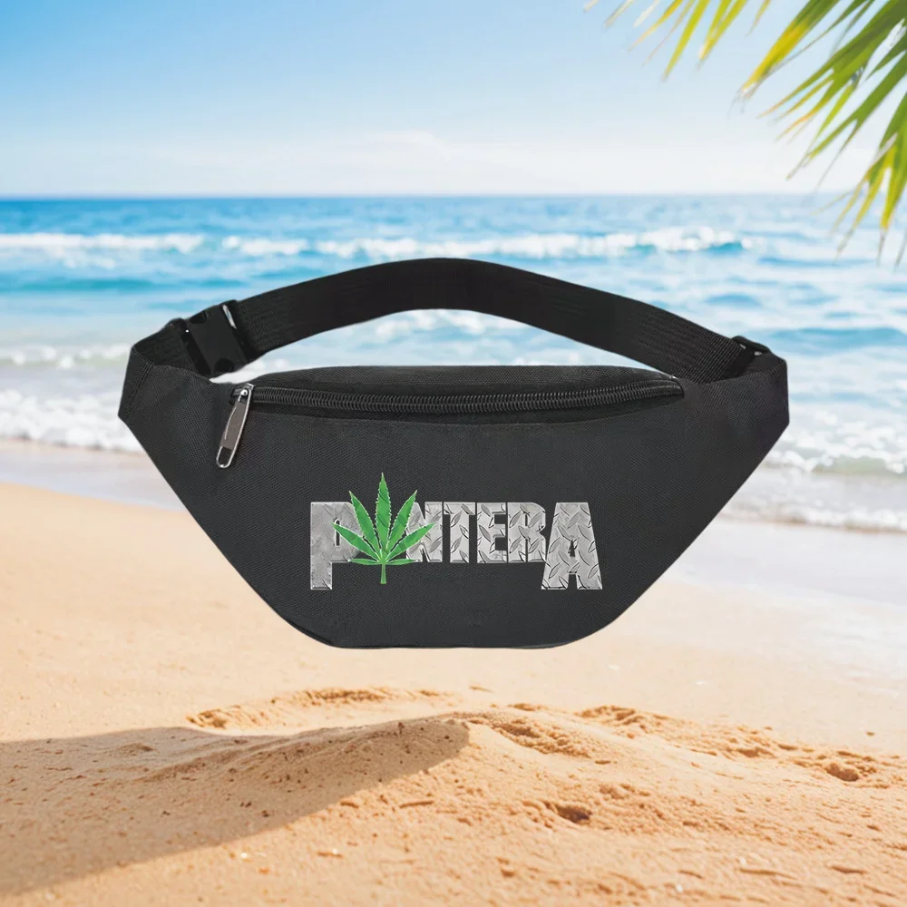 

Pantera Metal Band Weed Leaf Design Waist Backpack Crossbody Chest Bag Street Casual Sporty Fashionable Simple Unique Printed De