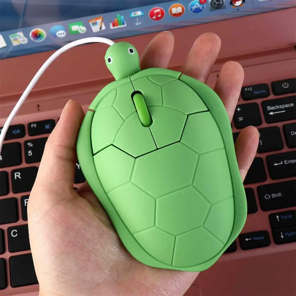 1200DPI Green Turtle Wired Mouse 3.6inch Button 3.6 Feet Cable Turtle Wired Mouse Cute Cartoon Green Turtle Shape Mice