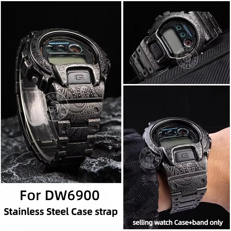 

DW6900 Stainless Steel Case strap mod kit For Casio DW-6900 DW-6903 DW6600 Modified Retro style Metal Watch Bezel Watchband set