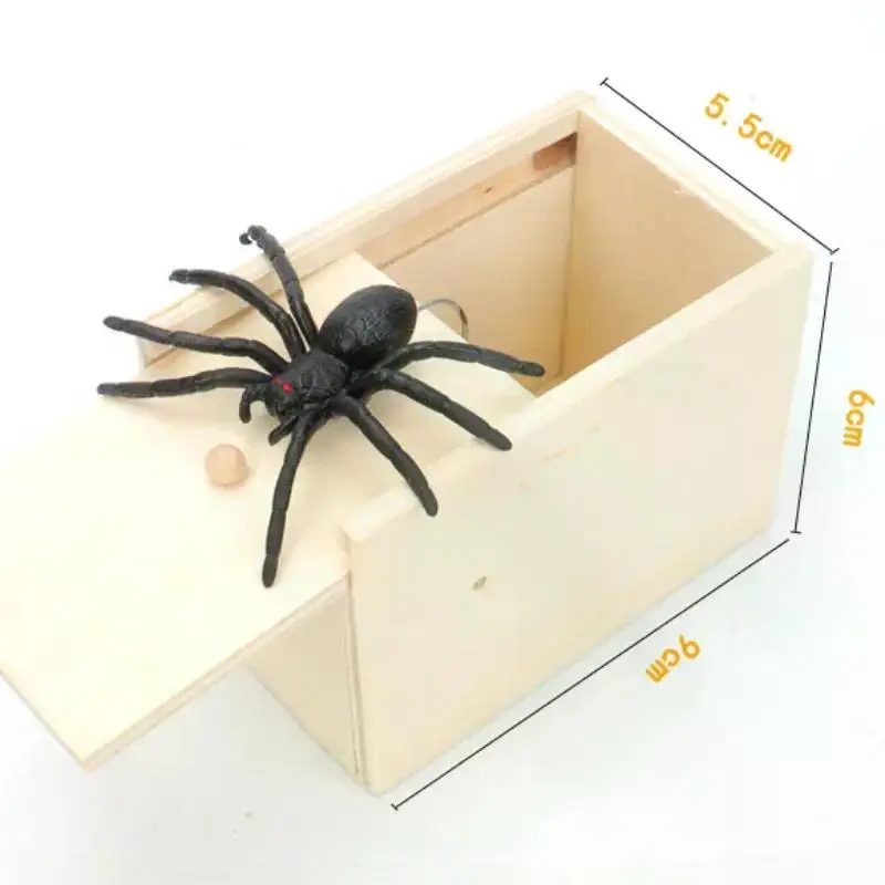 

F5 Trick Spider Funny Scare Box Wooden Hidden Box Prank Fun Game Friend Office Toys Party Halloween Gift April Fool'S Day
