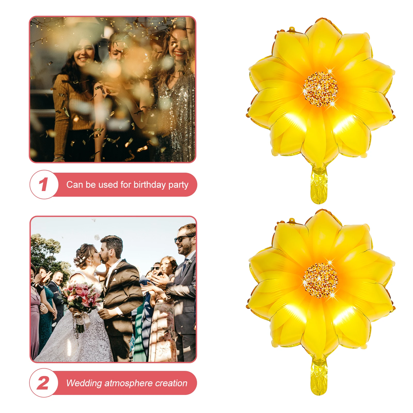 10 Pcs Sunflower Balloons 18 Inch Foil Aluminium Film Birthday Party Decorations Flower Shape Wedding Anniversary