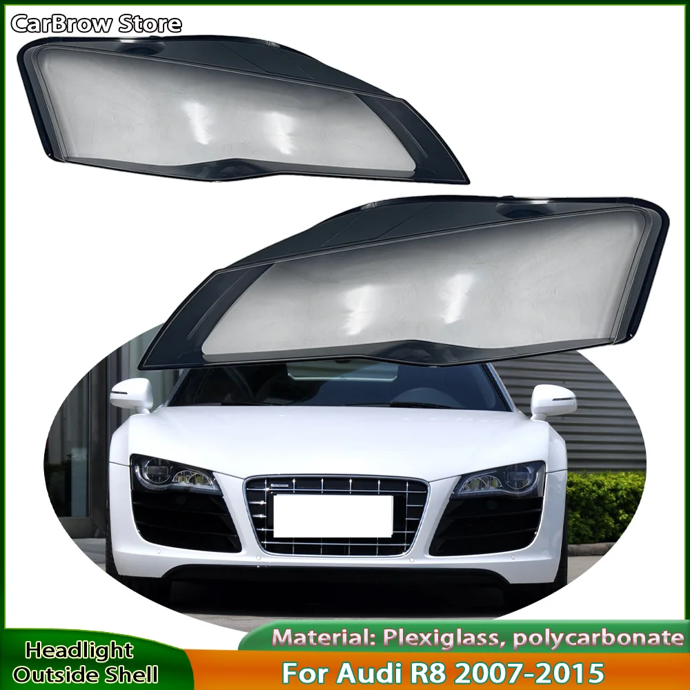 

For Audi R8 2007 to 2015 Car Headlight Cover Transparent Lampshade Shell Replace Original Glass Headlamp Lens