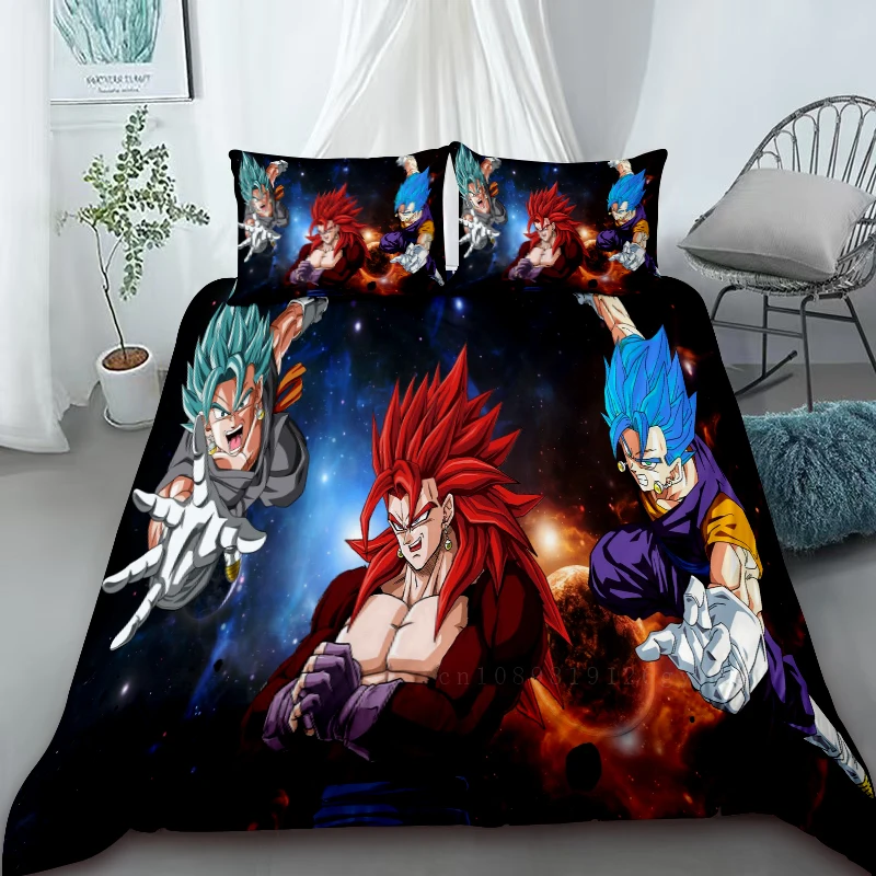 1Duvet Cover 2Pillowcases Dragon Ball Cartoon Bedding Set Double Single Size Children's Holiday Soft and Comfortable Gift