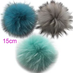 Pompons en Vraie Fourrure de Renard et de Raton Laveur avec Bouton pour Chapeaux, Casquettes, Chaussures avec Ruban