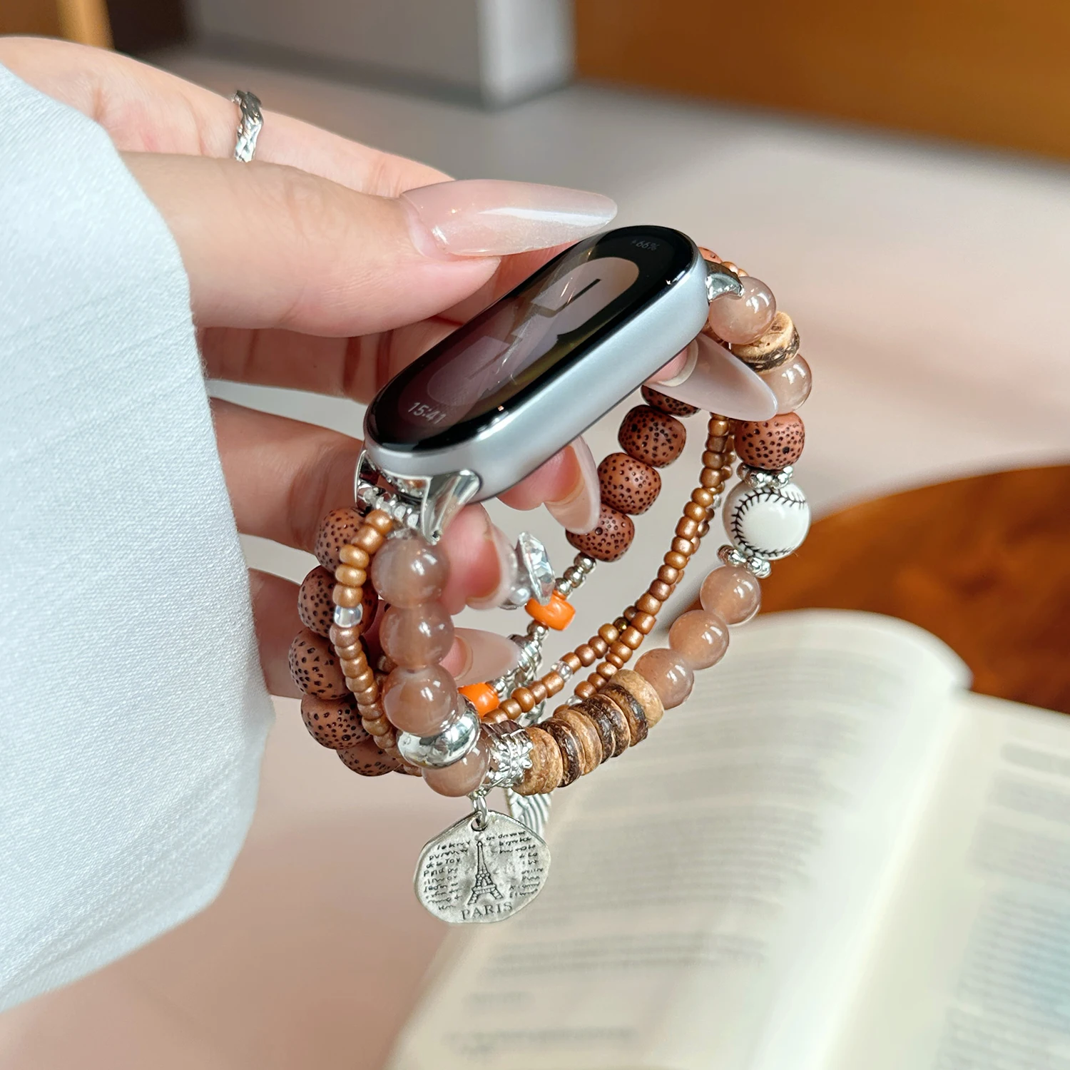 Personalized ethnic style bead wristband for Xiaomi Band 10 8/9 Pro girl strap for Huawei 8/9/10 fit 3/4 universal 18/20/22mm