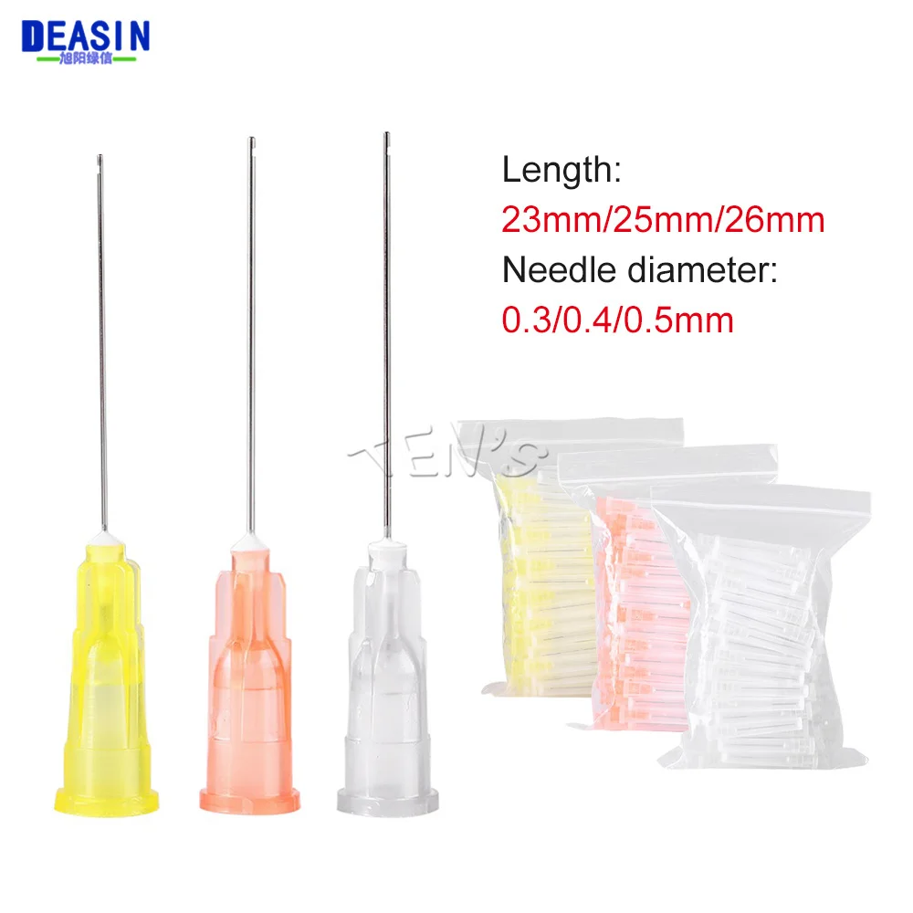 100pcs Dental Endo Irrigation Needle Tip 25G/27G/30GA 30G End-Closed Side One Hole Endo Syringe Root Canal Washing Needle Tips