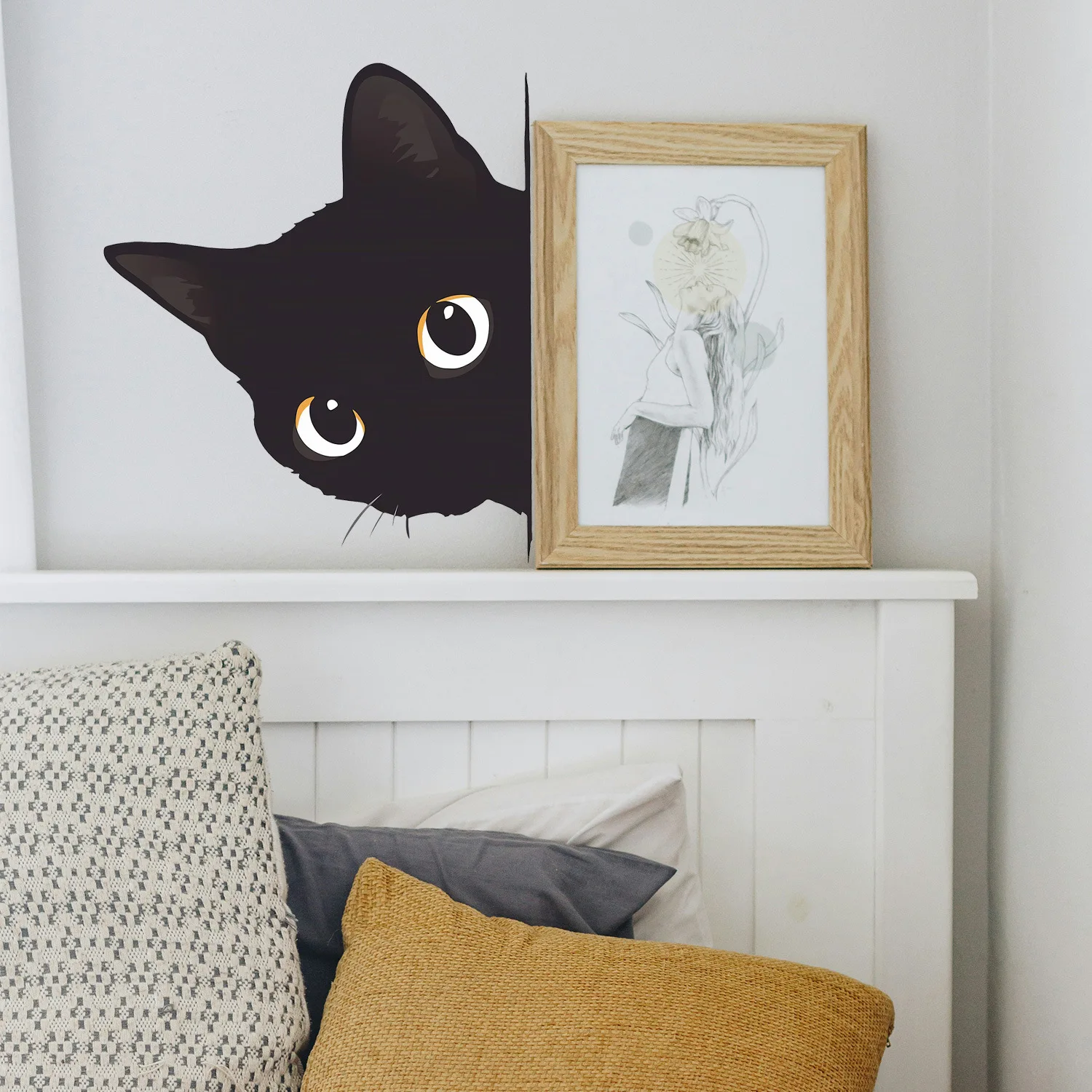 

Peeking Black Cat Wall Decals - Self-Adhesive Room Decor for Bedroom & Home