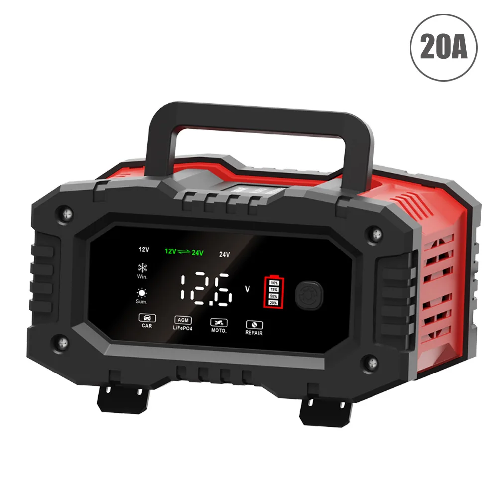 12v/24v 全自動バッテリー充電器 7 セグメントスマートカーバッテリー