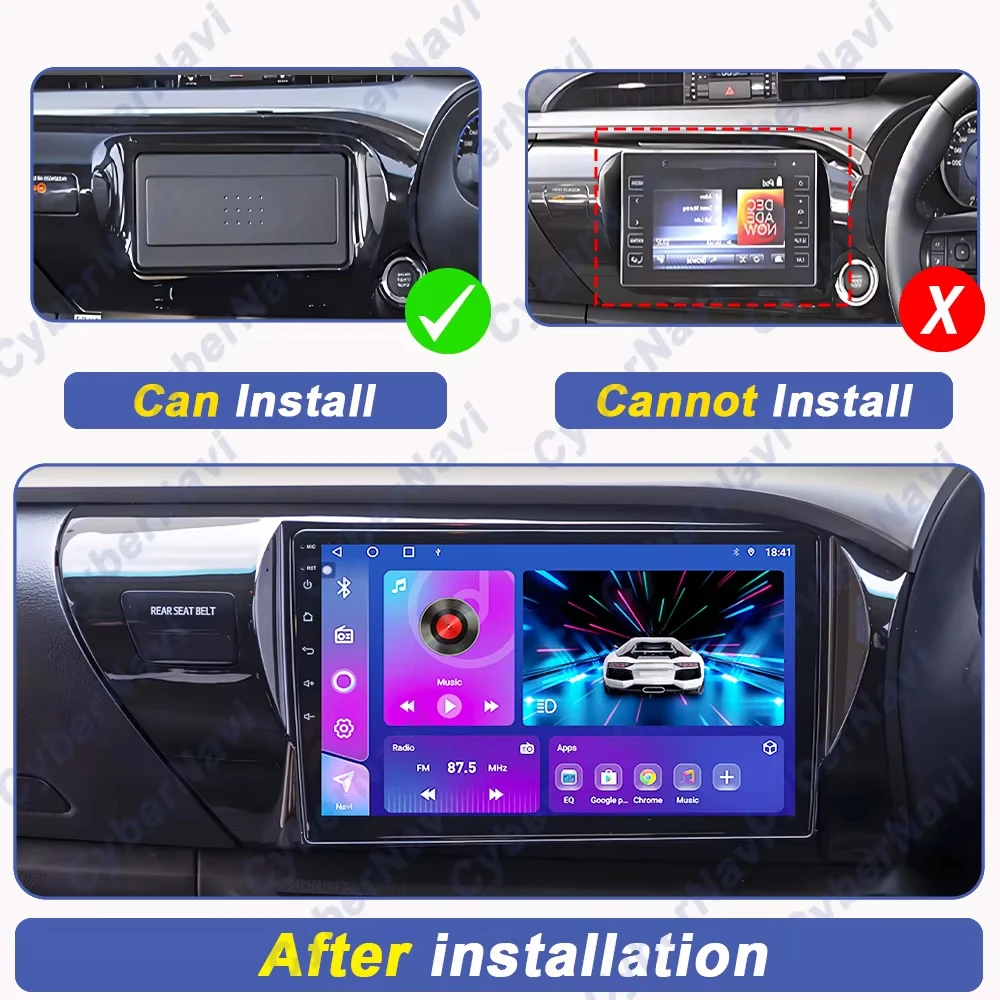 Android 16 Car Radio For Toyota Hilux Pick Up AN120 2016 - 2020 Multimedia Video Player 4G WIFI GPS NAVI Head Unit Carplay Auto