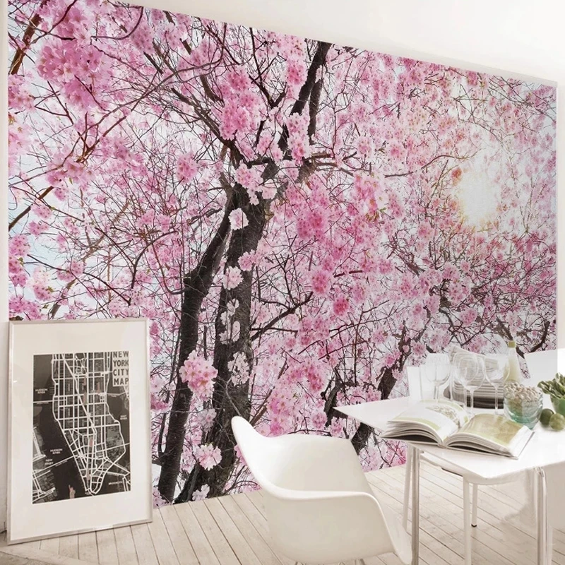 Customized Photo 3D Cherry Blossom Sunshine Mural Bedroom Romantic Wallpaper Living room sofa TV background wall restaurant tree