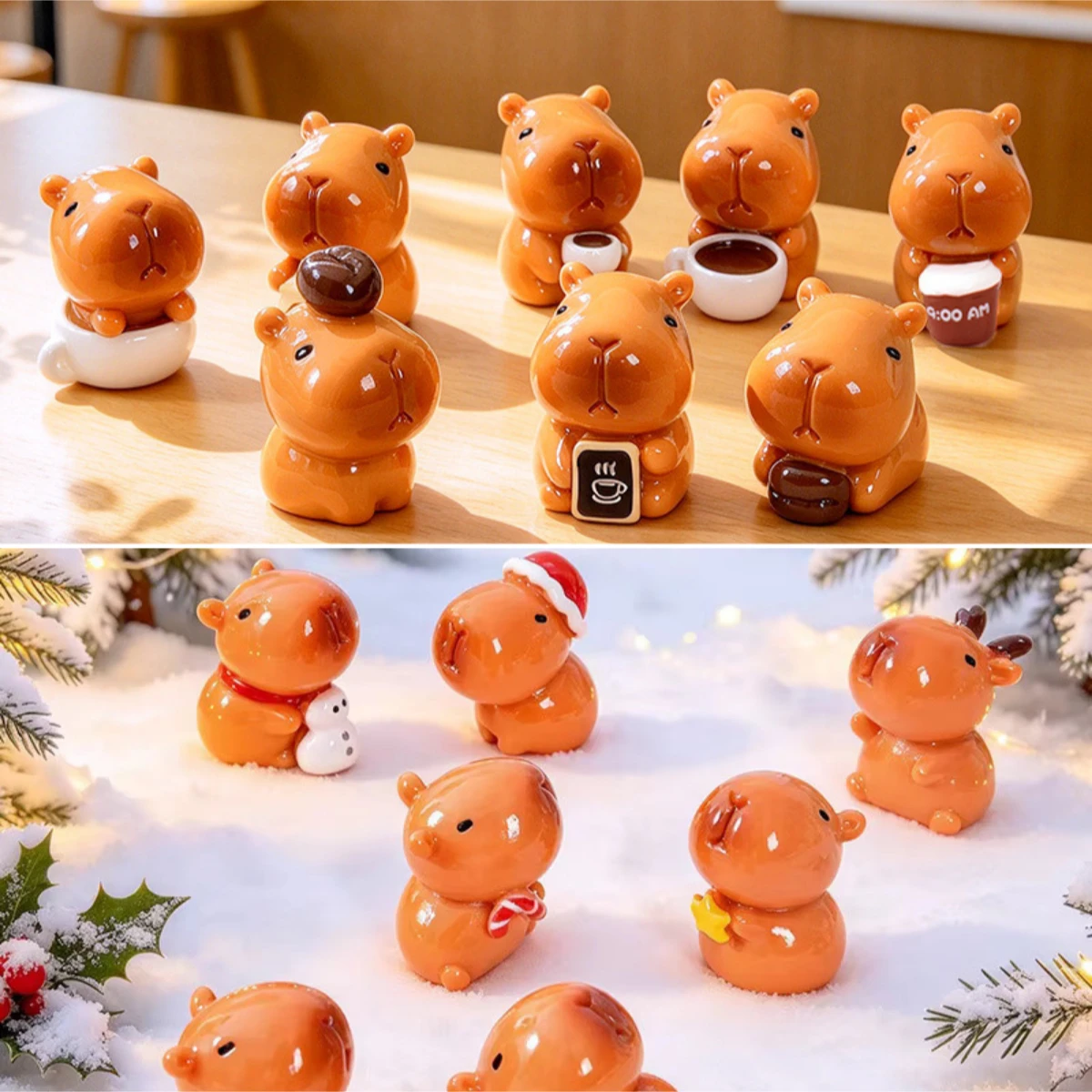 100pcs Cute Capybara 3D Resin kapibara Micro Landscape DIY Ornament Keychain Jewelry Pendants Hanging Accessories