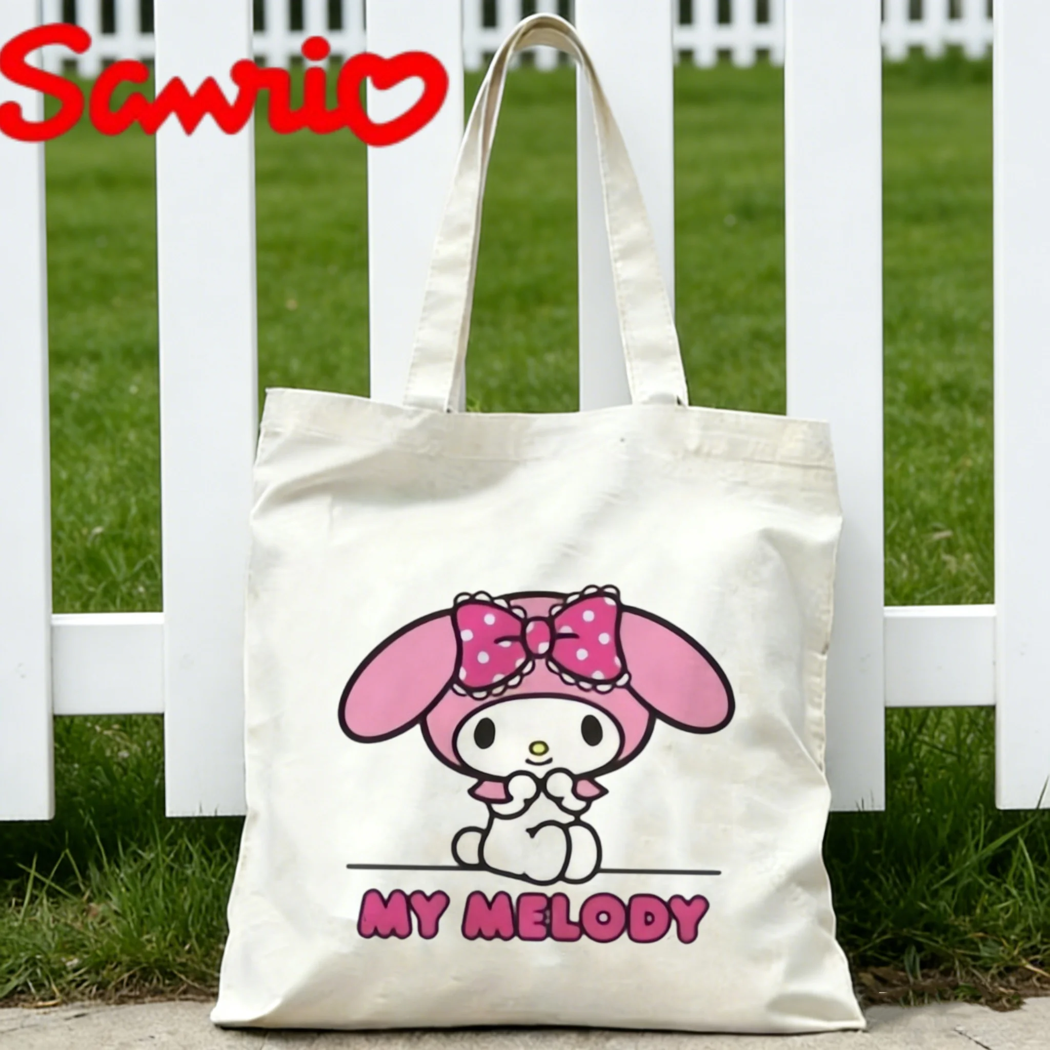 

1PC Sanrio My Melody with Pink Bow Print Eco-friendly Canvas Shoulder Bag