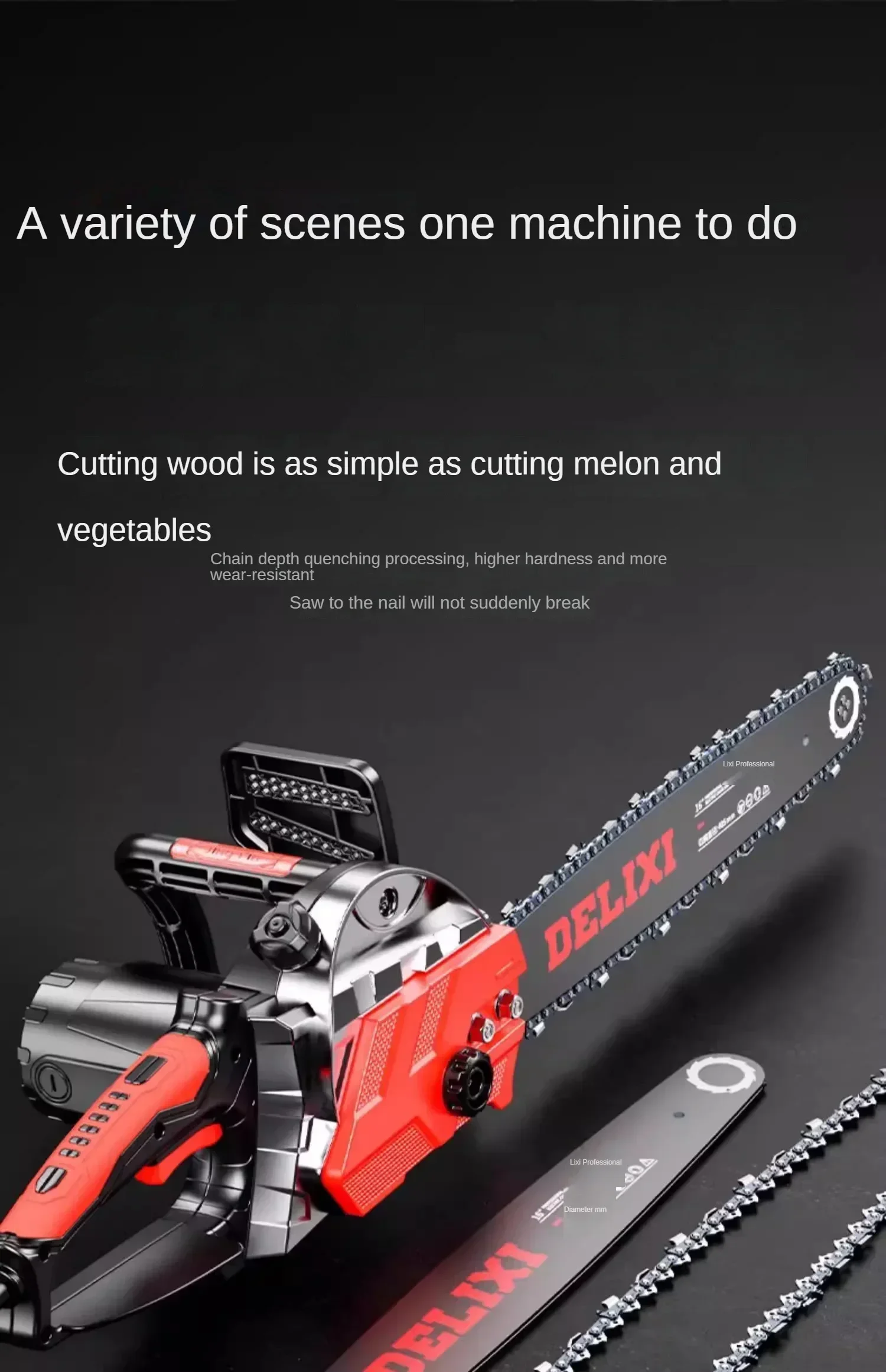220V Powerful Electric Chainsaw, Ideal for Woodworking and Cutting Trees, Portable Handheld Tool