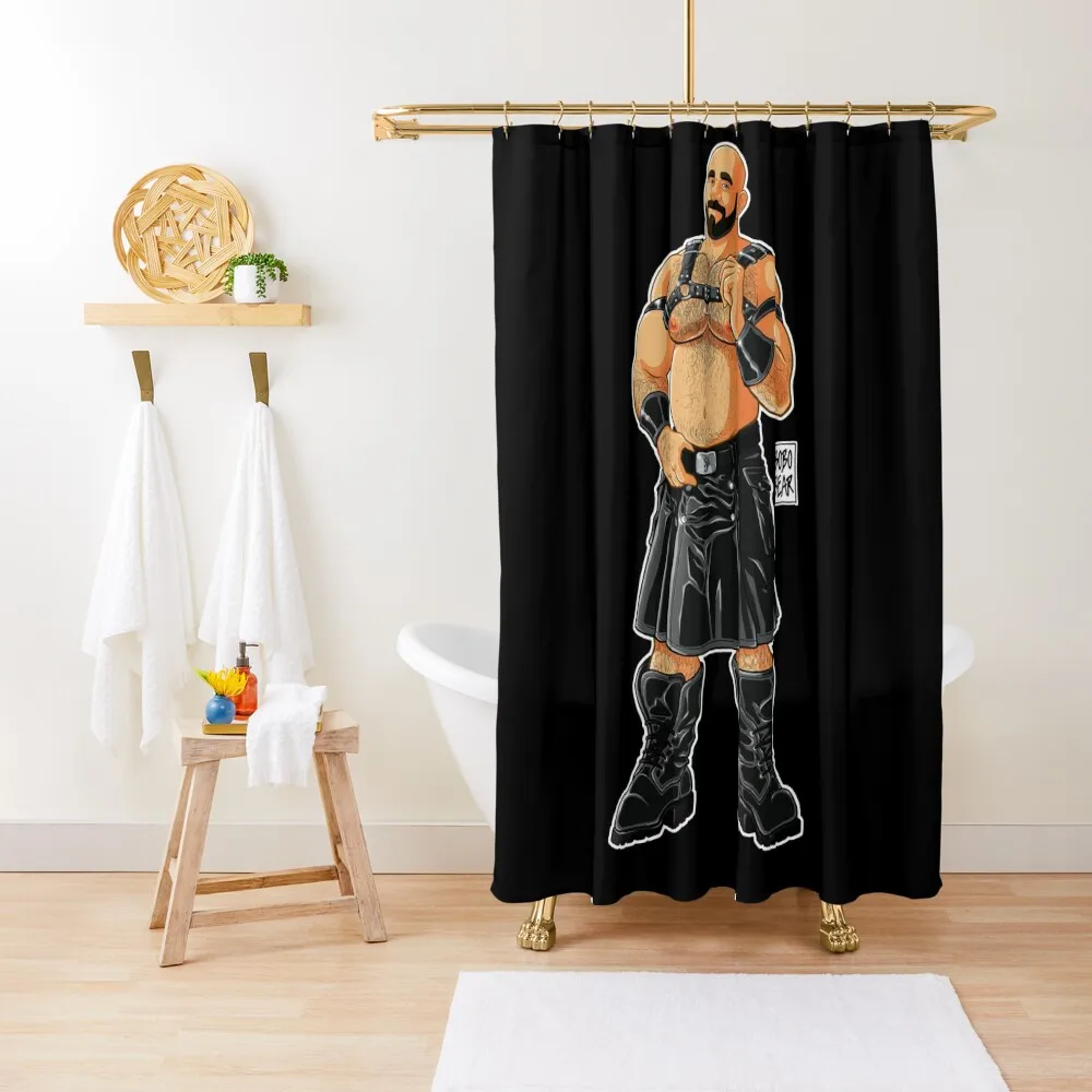 

JIM LIKES LEATHER KILTS Shower Curtain Waterproof Fabric Bathroom Anime Bathroom Bathroom Fabric Bathtub Curtain