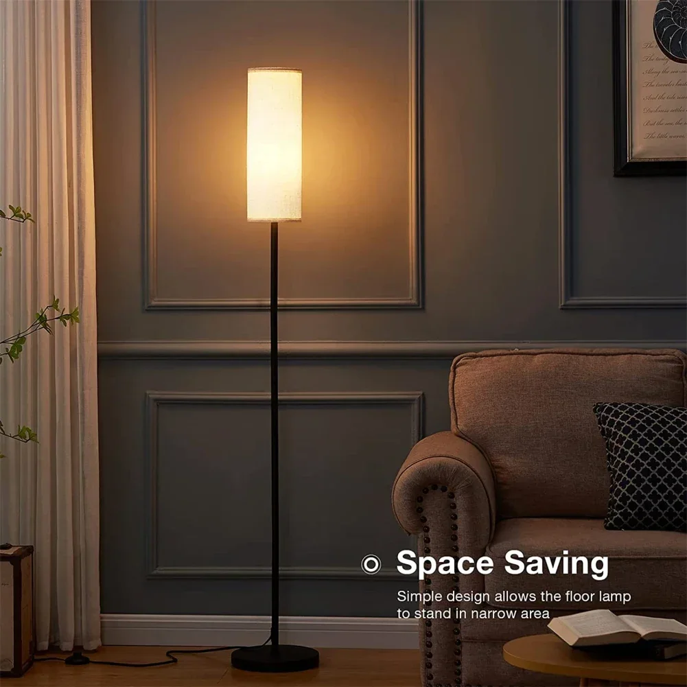 

2025 LED Floor Lamp With Foot Switch 3 Color Dimmable 9W E27 Light Bulb Linen Lampshade For Decoration Bedroom Living Room Offic