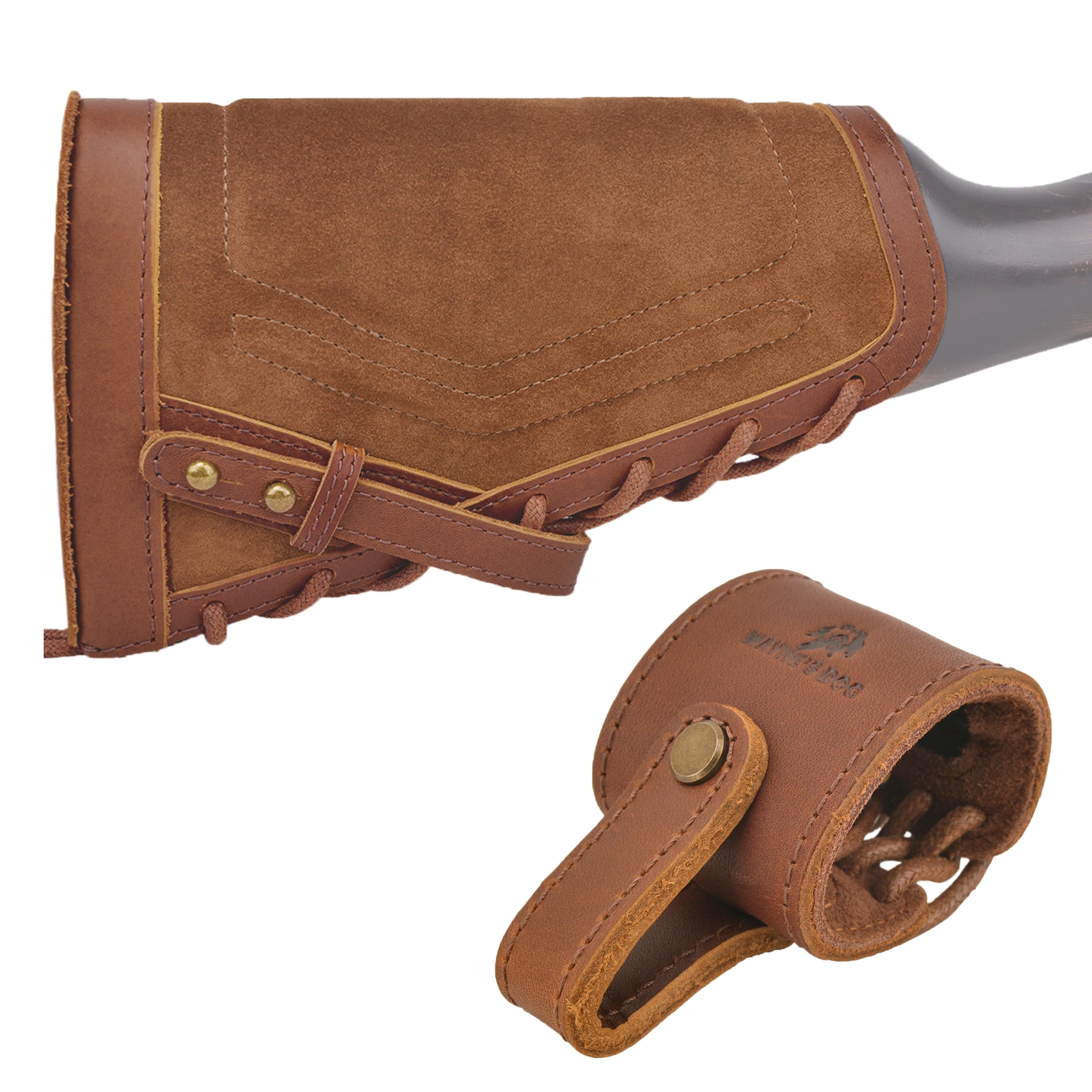 WAYNE'S DOG Leather Rifle Shotgun Buttstock With Barrel No Drill Mount For Right / Left  Handed Hunter