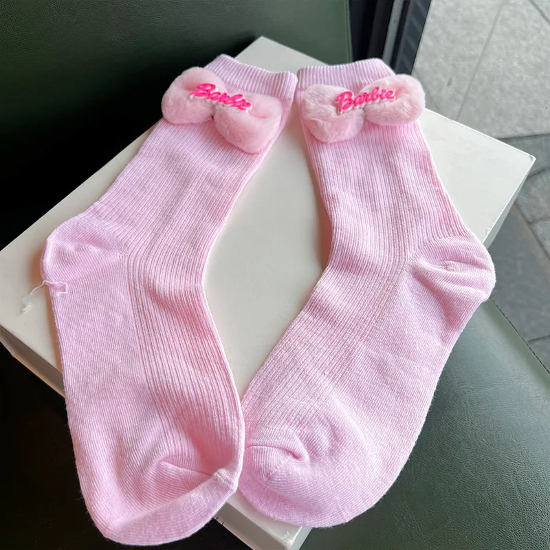 Kawaii Barbie Socks Cute Pink Women Knitted Stockings Y2K Fashion Girls in Tube Socks Soft Loose Sports Stockings Birthday Gifts