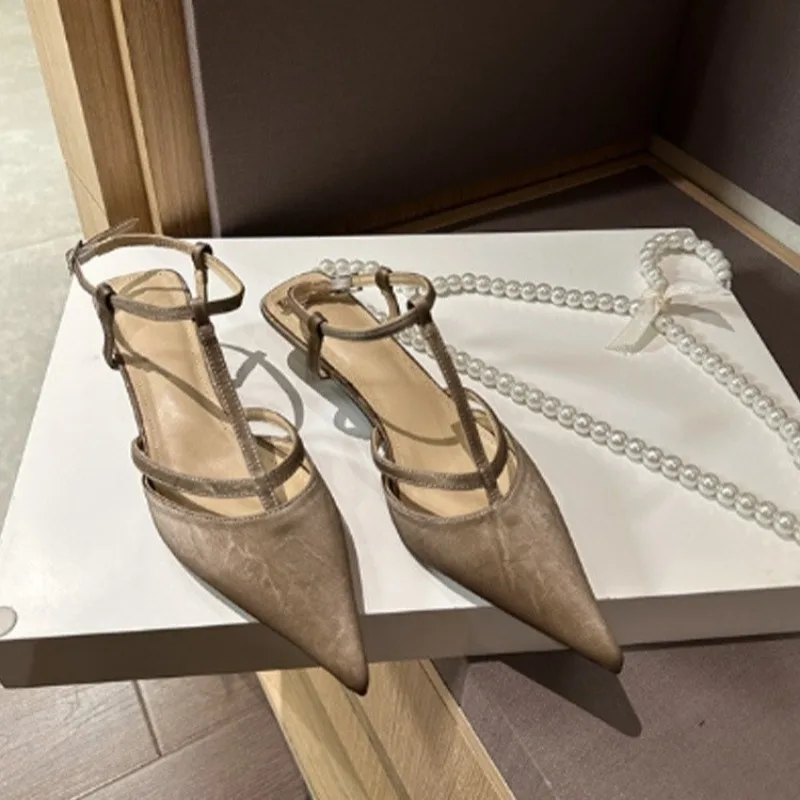 Fashion Sexy Ladies Shoes 2025 New Comfortable Sandals Pointed Toe High Heels Mules Shoes for Women Patent Leather Casual Sandal