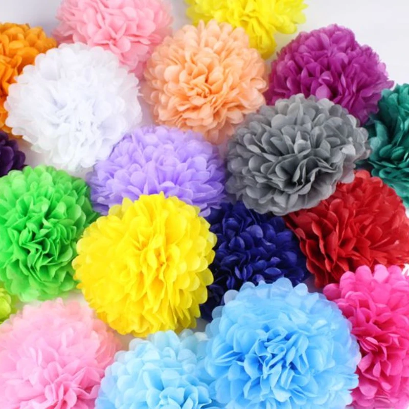 New 10pcs/set 8Inch (20cm)  Blue Wedding Decorations Tissue Paper Pom Poms Balls Mint Green Flowers Paper Flowers Wedding