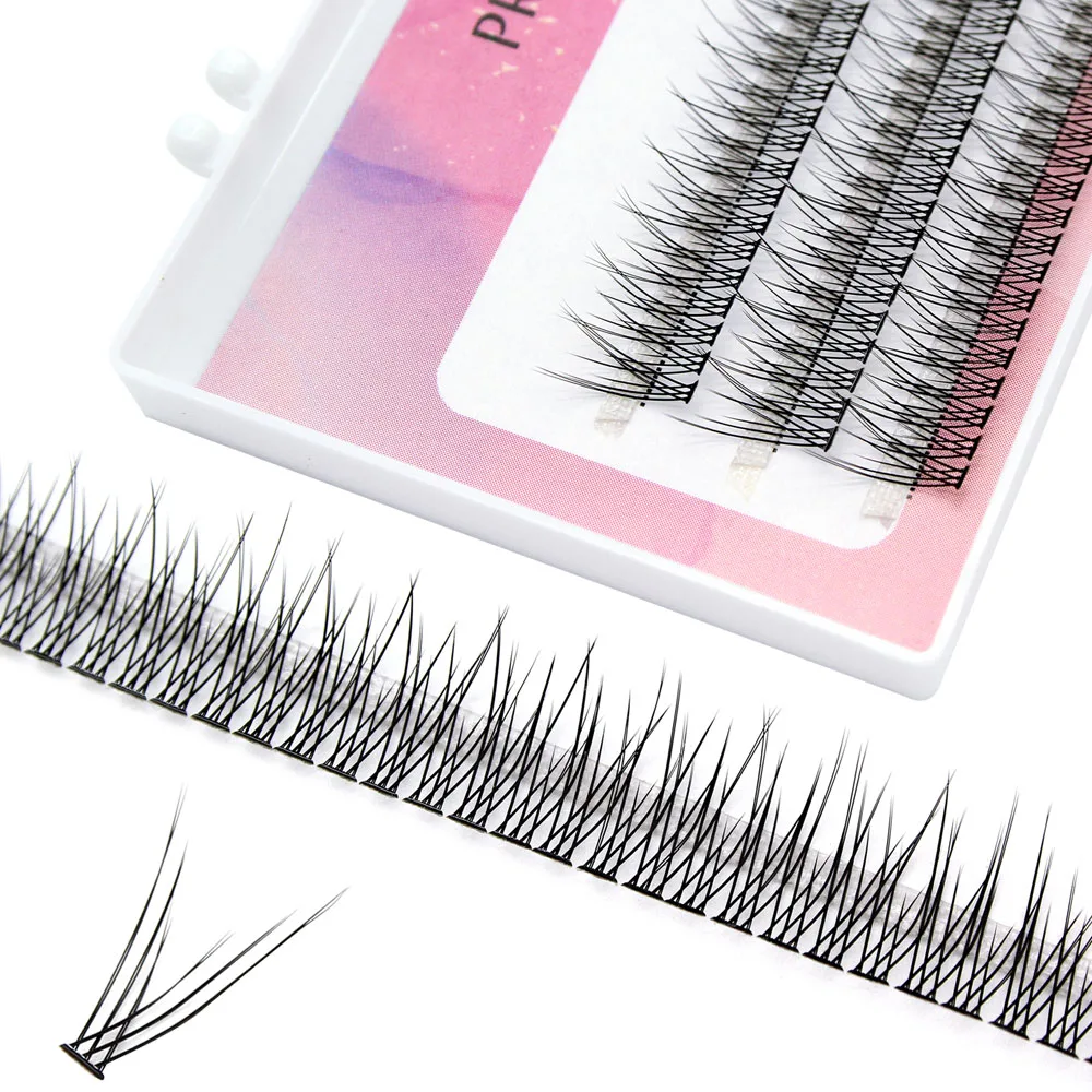 Moonlily Premium Fishtail Eyelashes Individual Cluster Eyelash Extension V Sahpe Plant Grafting False Makeup Faux Cils Lashes