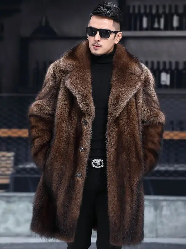 

Мужская утепленная повседневная шуба средней длины из искусственной кожи Haining, осенне-зимняя, больших размеров, для делового стиля