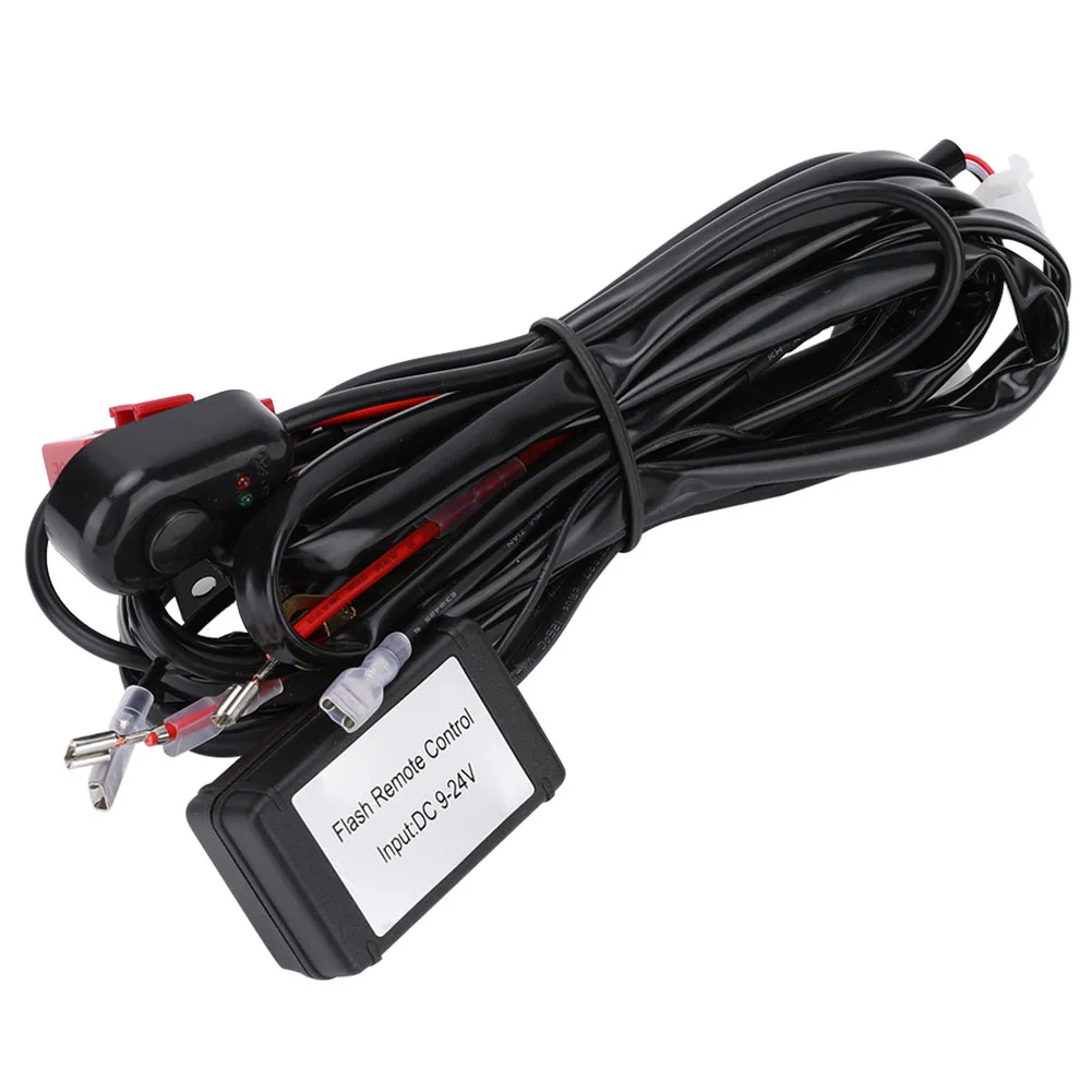 

RV Remote Switch Harness, 2m 2 In 1 LED Wiring Harness Remote Control Flash Strobe Light Bar Switch Relay Fuse Kit