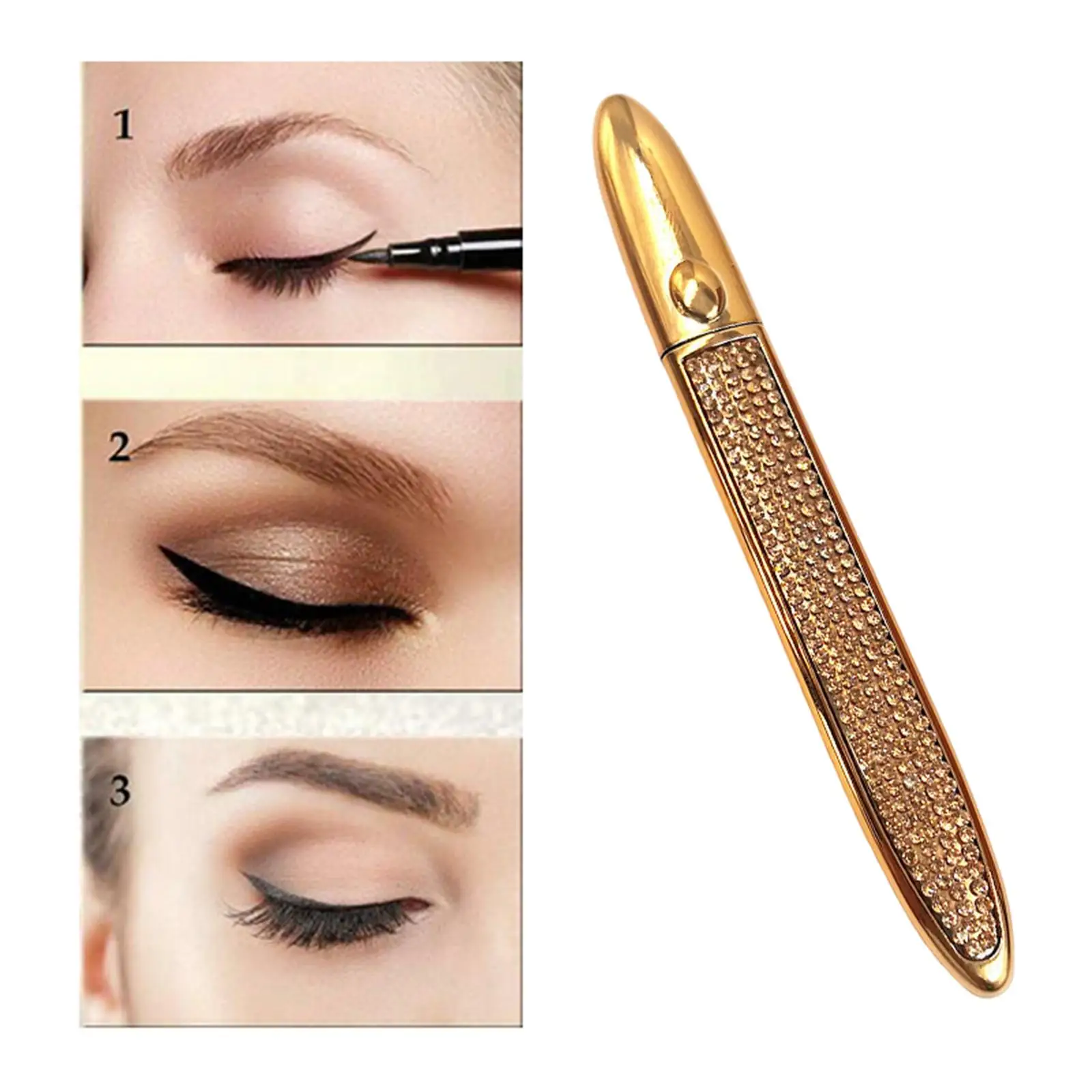 5xEyeliner liquide auto-adhésif sans colle pour le maquillage des yeux or