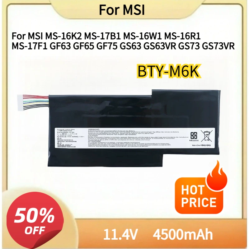جديد بطارية الكمبيوتر المحمول BTY-M6K ل MSI MS-16K2 MS-17B1 MS-16W1 MS-16R1 MS-17F1 GF63 GF65 GF75 GS63 GS63VR GS73 GS73VR #1
