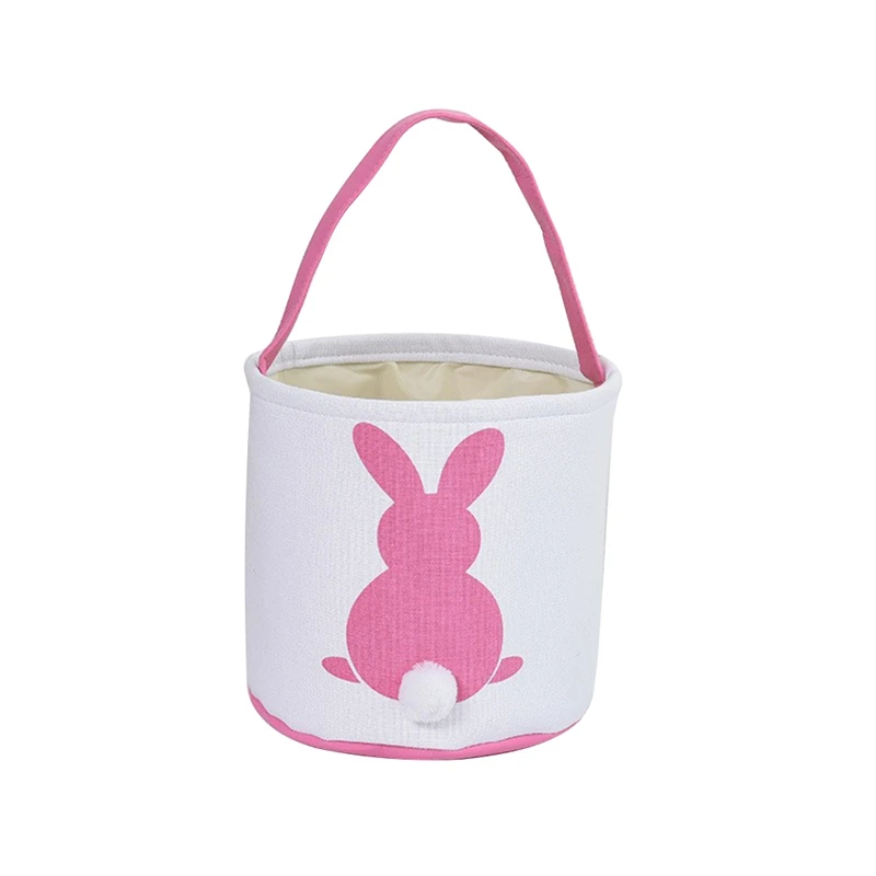 Easter Bunny Basket Buckets, Cute Personalized Canvas Cotton Tote Bags Basket For Easter Party Gift