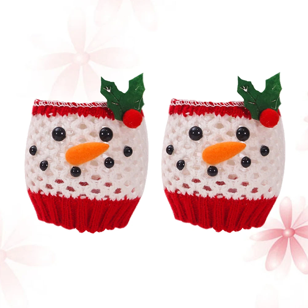 

2 Pcs Christmas Bottle Decoration Cup Sleeves Dining Room Table Wine Cover Decorate Xmas Goblet Covers Elder