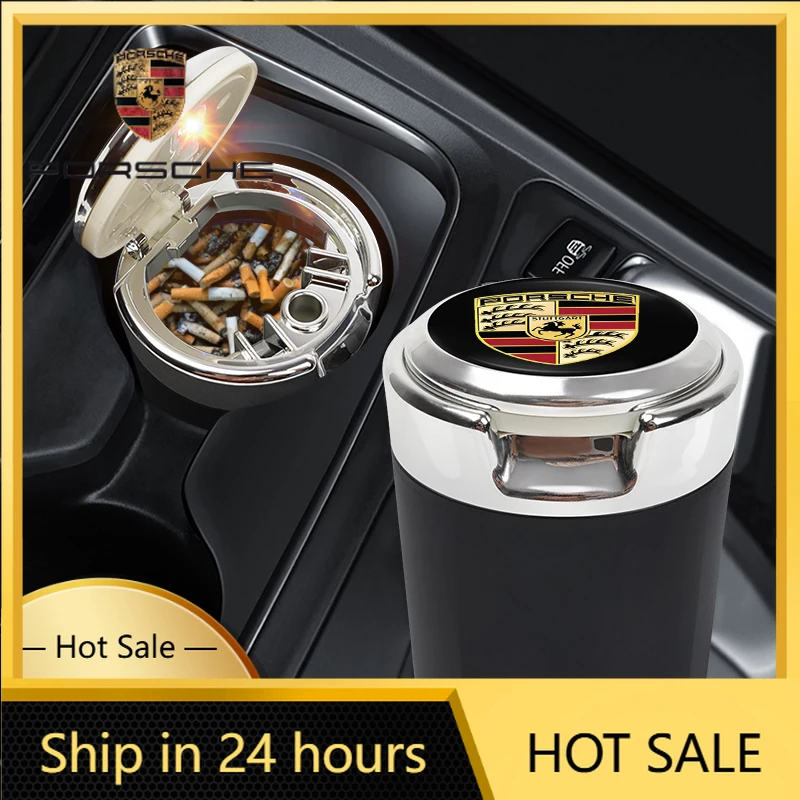 

Наклейка на автомобиль для Porsche: портативная LED-подсветка для пепельницы в салоне, держатель для пепла для Porsche Panamera, Taycan, 911, 718, Macan, Cayenne