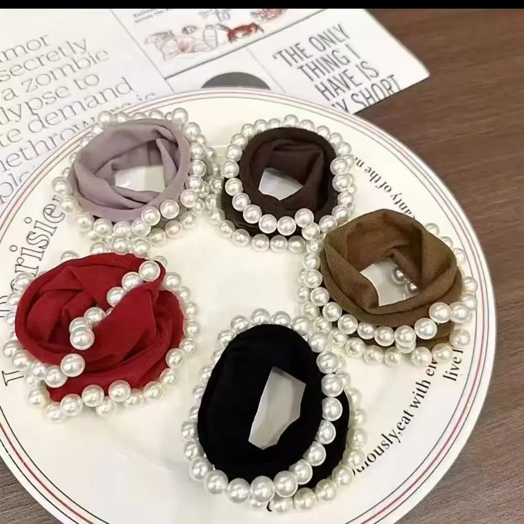 

Hair Tied High Ponytail Hair Rope Rubber Band Women High Elastic Pearl Hair Rope Soft Mask Hair Accessories Women