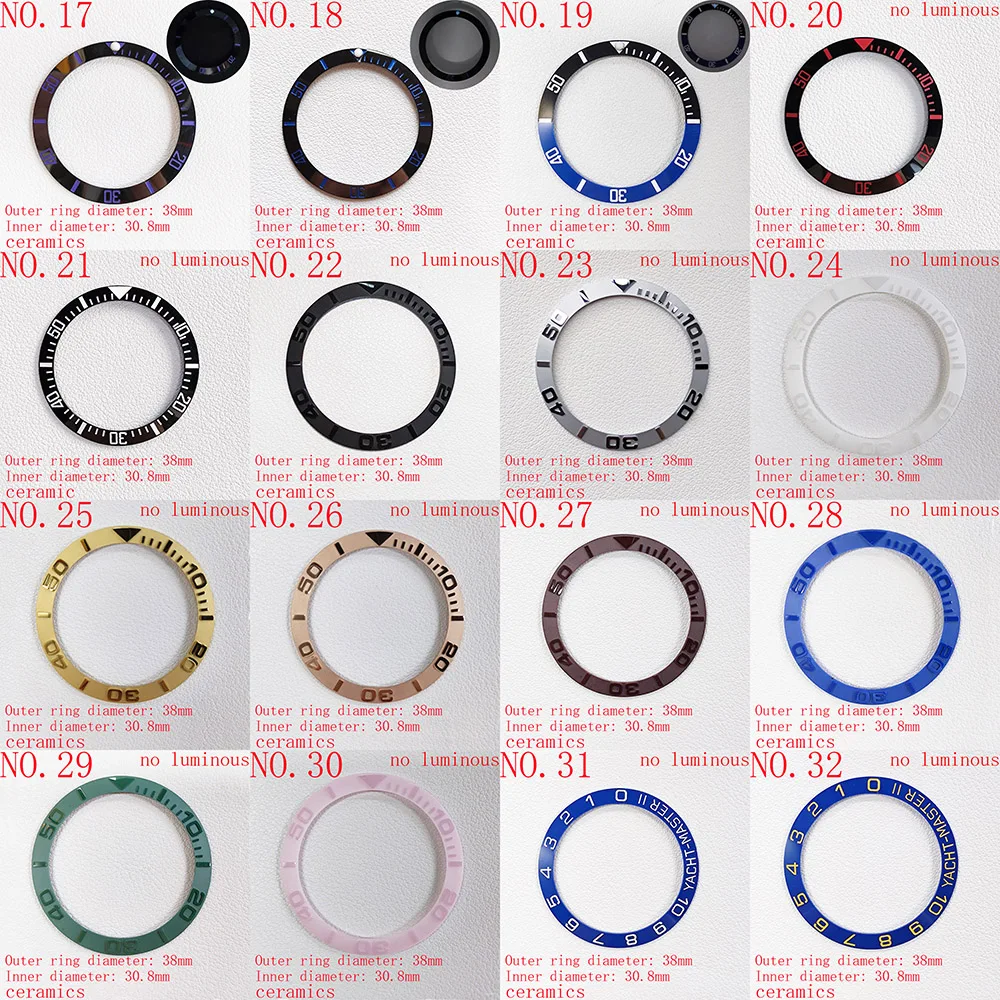 38mm Watch Ring Ceramic Bezel Insert Ring for Yacht celebrities Watch 40mm Case Watch Accessories Inner diameter 30.8mm