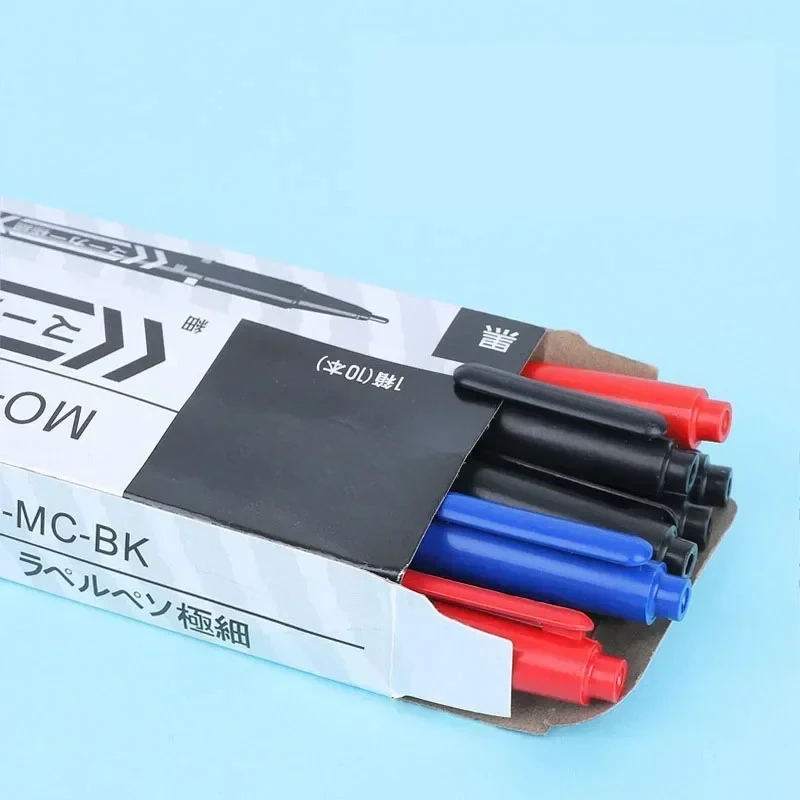 10 Pcs Twin Tip Permanent Marker Black/Blue/Red Oil Marker Pen Fine Nid Marker Ink Stationery School & Office Supplies