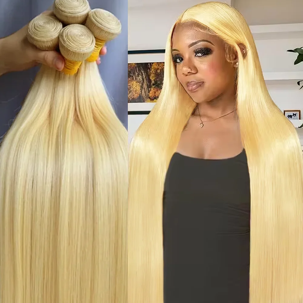 

12A Human Hair Bundles 613 1/3/4 PCS Straight Human Hair Bundles Raw Human Hair 32 36 38 40 inches Long Brazilian Weaving Virgin