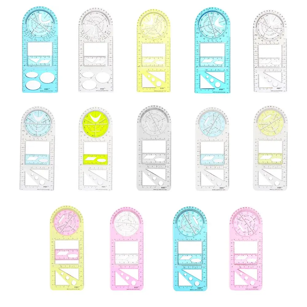 High School School Office Primary Rotatable Drawing  Ruler Measuring Tool Multifunctional Geometric Ruler Drawing Template