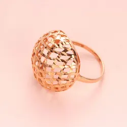585 Purple Gold Plated 14K Rose Gold Simple Hollow Out Round Rings For Women Adjustable Fashion Classic Wedding Party Jewelry