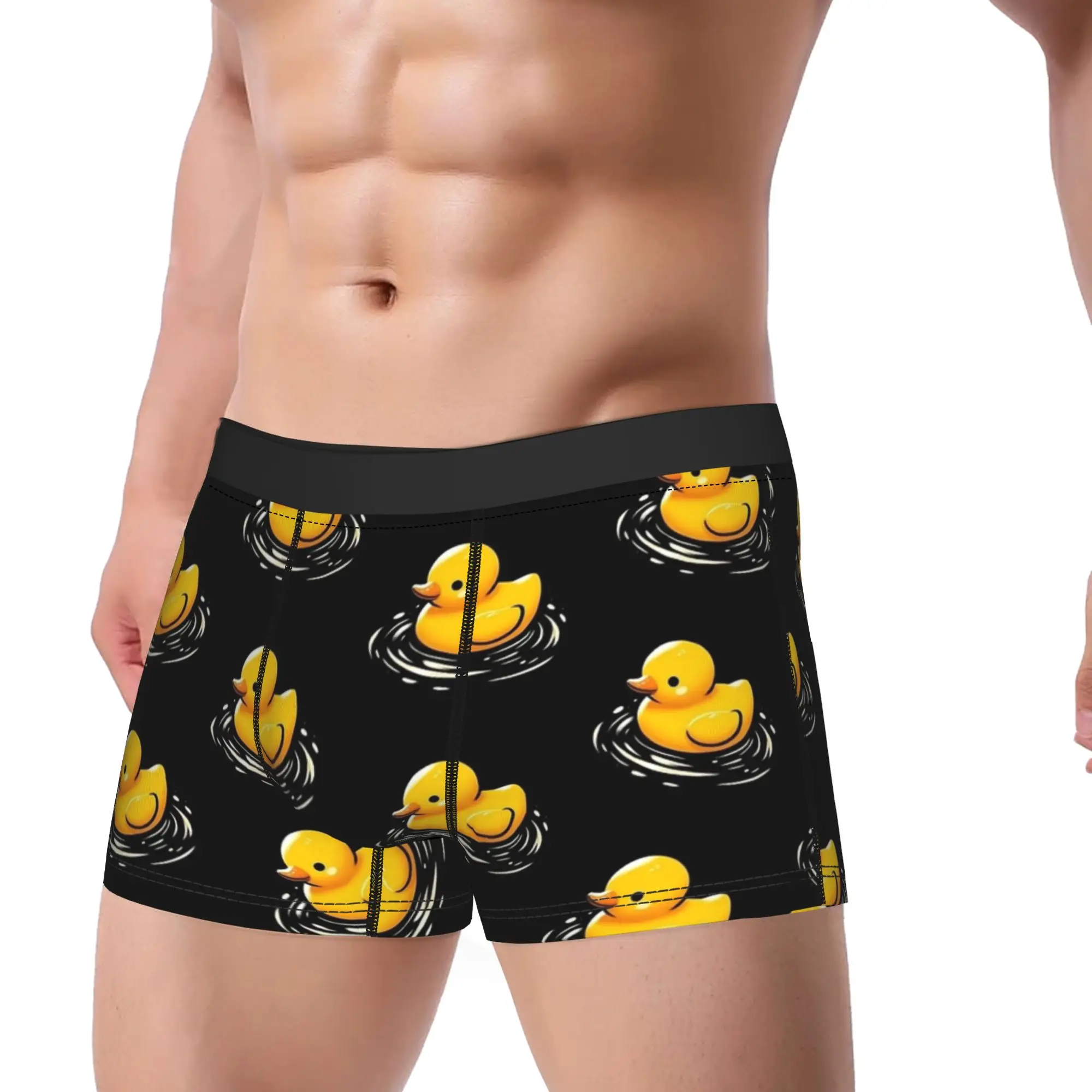 

Cute Rubber Duck Floating in Water Underwear Comfortable Underpants Pattern Boxer Brief For Men 3D Pouch Plus Size Boxershorts