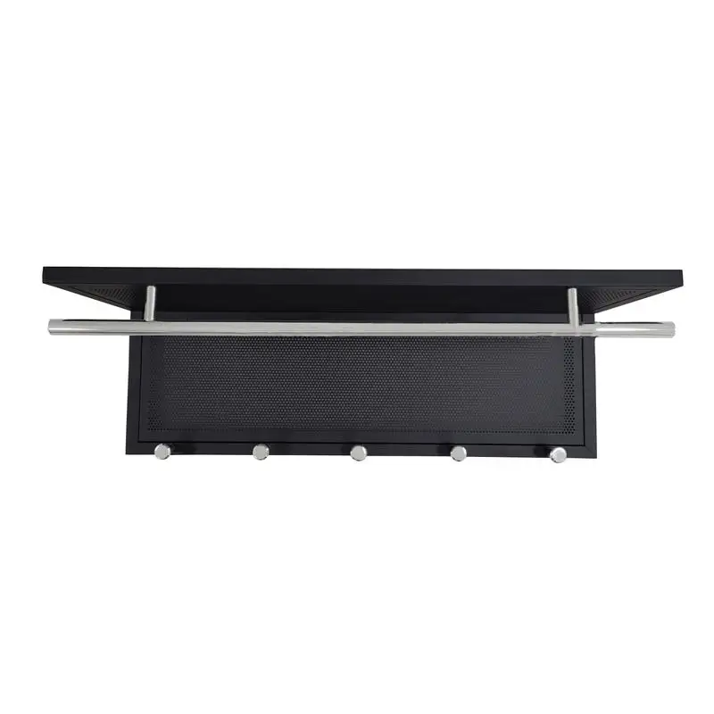 خطاف مثبت على الحائط بطبقة مسحوق معدنية مع رف للتخزين والتنظيم #2