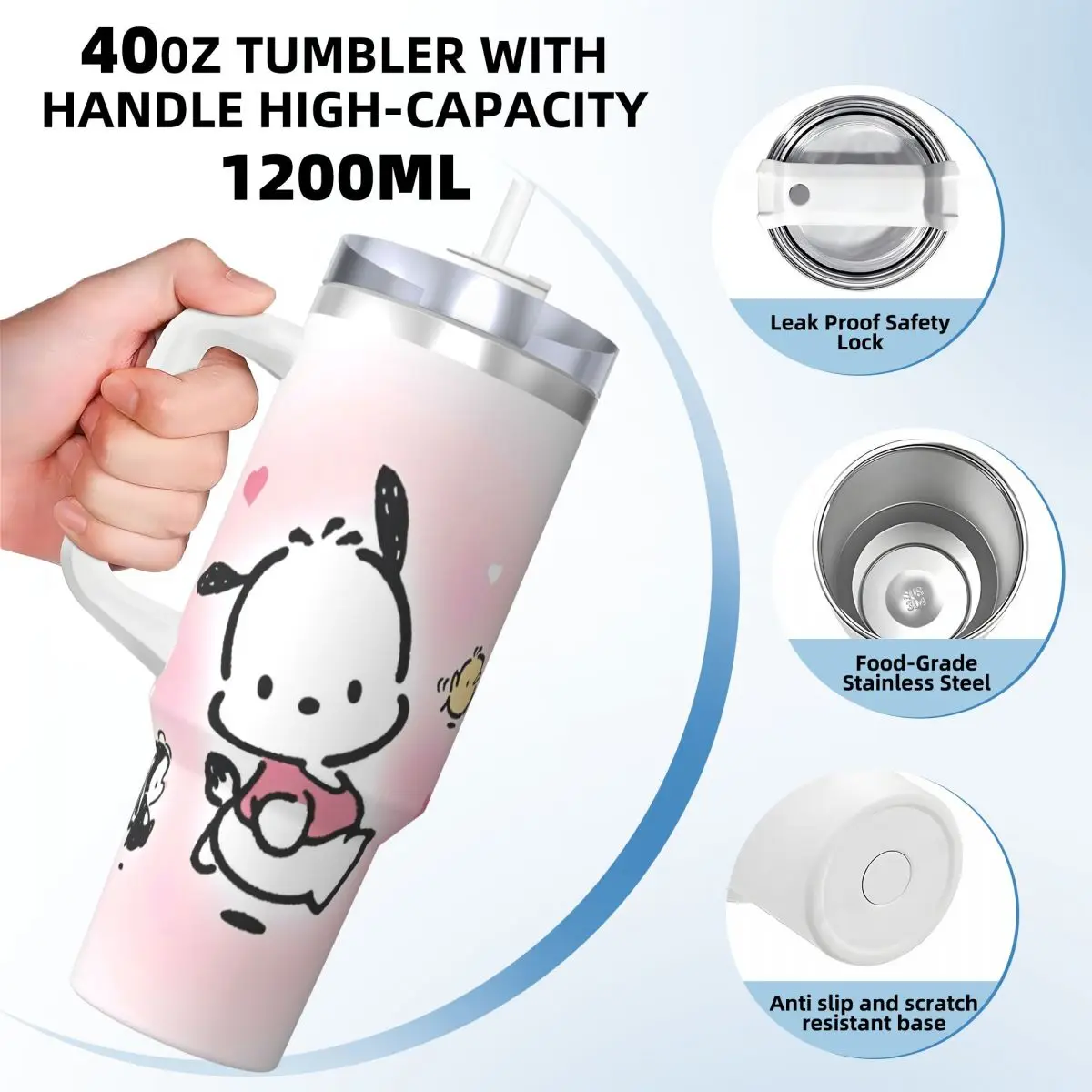 Stainless Steel Tumbler Pochacco Thermal Mug Heat Preservation Hot Drinks Car Mugs Travelist Custom Water Bottle