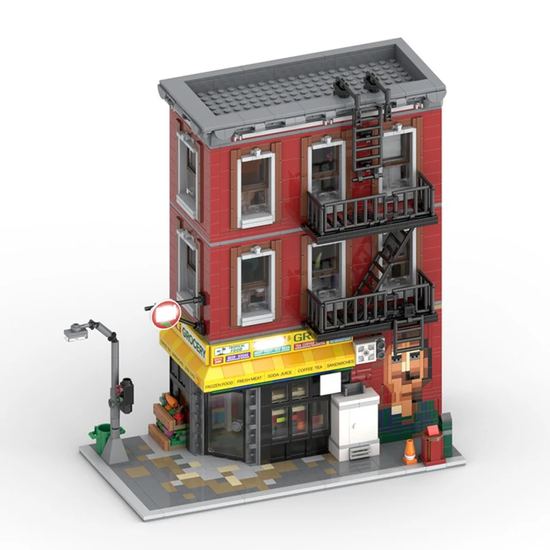 モックビルディングブリック 有名な映画の食料品店 ストリートビューモデル テクノロジーモジュラーブロック ギフト クリスマスおもちゃ DIY組み立て