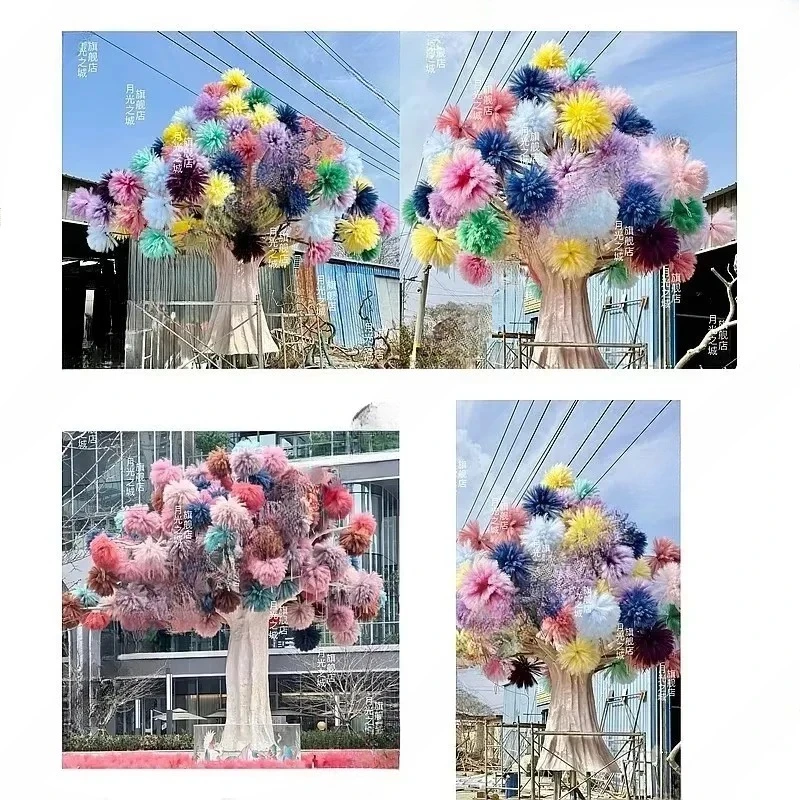 Artificial Trees Decorated With Reeds And Badminton, Commercial Photo Props For Wedding Events