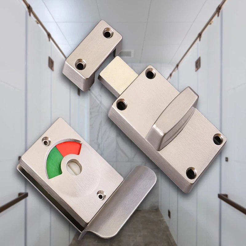 

Stainless Steel Bathroom Door Lock Latch Red Green Indicator Lock With Occupied Vacant Sign For Public Restroom Partition​
