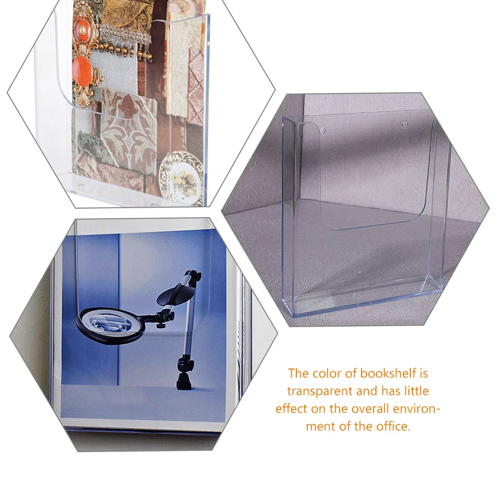 

2pcs A5 Transparent Document Stand Office File Organizer Stable Magazine Holder Wall Mounted Display Stand