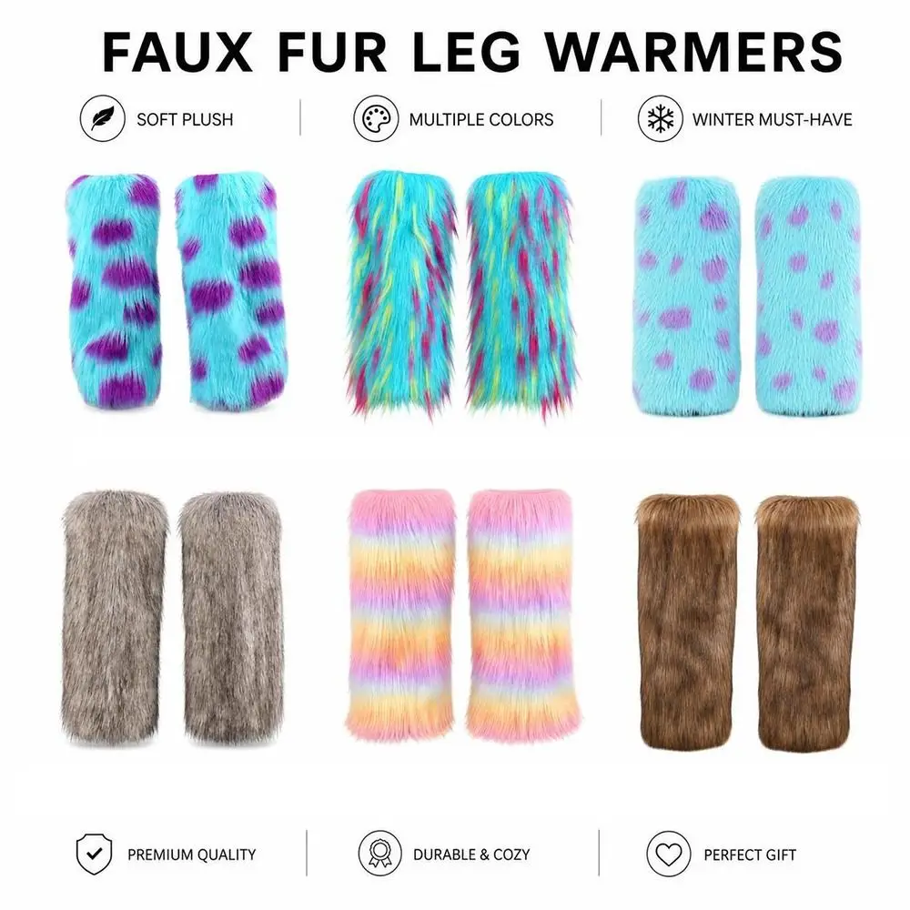 Fashion Faux Fur Faux Fur Leg Warmers Elastic Openings Warm Fluffy Leg Warmers Comfortable Soft and Fluffy Leg Covers Women's