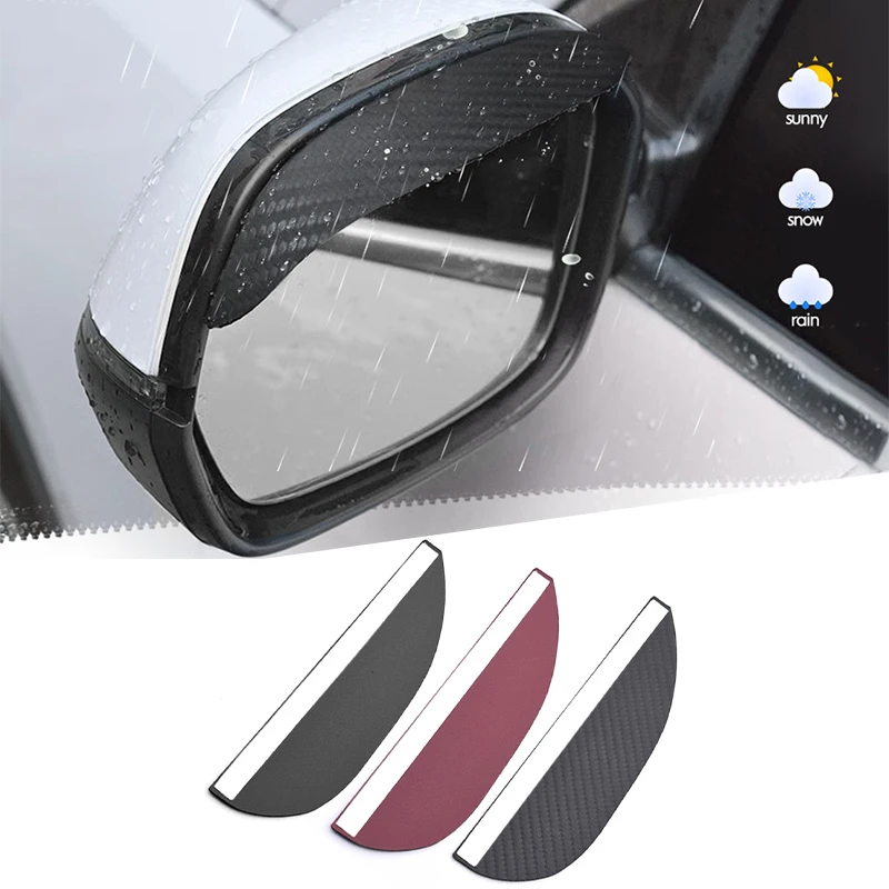 

2Pcs Car Rain Eyebrows Carbon Fiber Auto Rearview Mirror Rain Shield Does Sticker Auto External Accessories