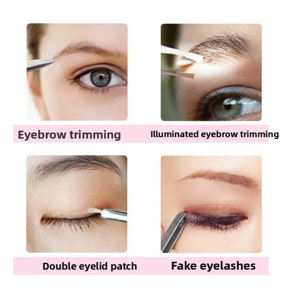 1Pcs Eyebrow Trimming Clip Stainless Steel Eyebrow Tweezer Eyebrow Brow Shaping Hair Remove Tweezer With LED Lighted Makeup Tool